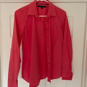 Tommy Hilfiger red button up collared classic shirt XS